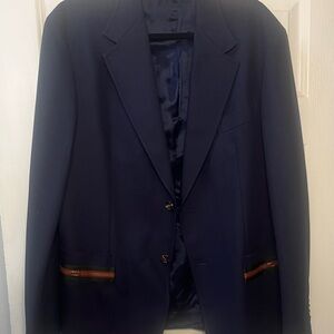 Gucci Dark Blue Blazer with Green and Red Accents
